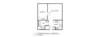 a floor plan of a house with a bedroom and a living room