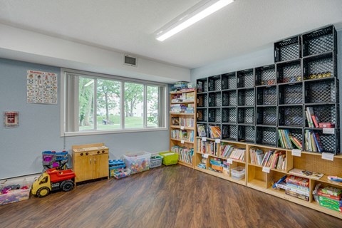 the library is full of books and toys