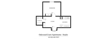 a floor plan of an apartment with a bedroom and a living room