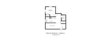 a floor plan for a bedroom apartment with a bedroom and a living room