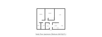 A floor plan of a 2 bedroom apartment at Sandy Pines.