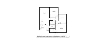 A floor plan of a 3 bedroom apartment.