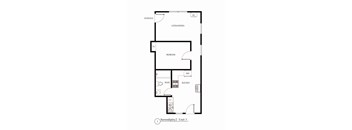 A black and white drawing of a floor plan for Serendipity 2 Unit 1.
