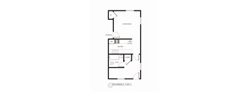 A drawing of a house layout with labeled rooms such as kitchen and bath.