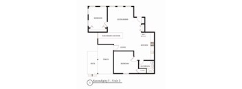 A black and white image of a floor plan for a unit called Serendipity 3.