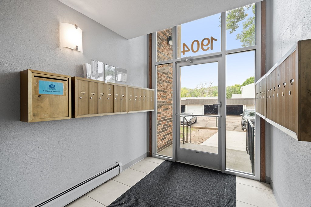 a door to a store with a glass window