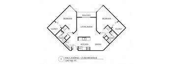 the floor plan of the landing 03 bedroom b