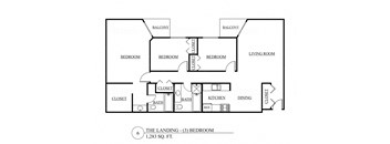a floor plan of a house with bedrooms and a living room