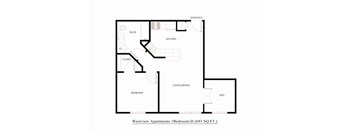 A floor plan of a bedroom in the Westview Apartments.