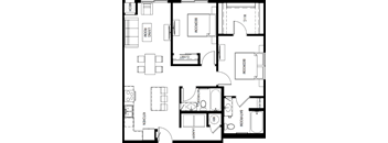 A black and white image of a floor plan for a house.