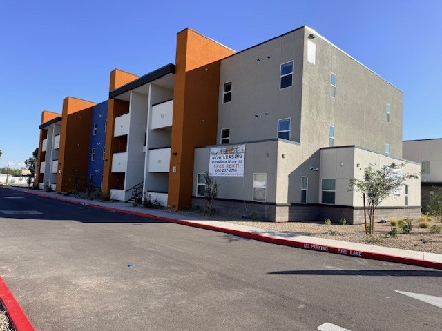 Building exterior at Revive 25 Apartments.