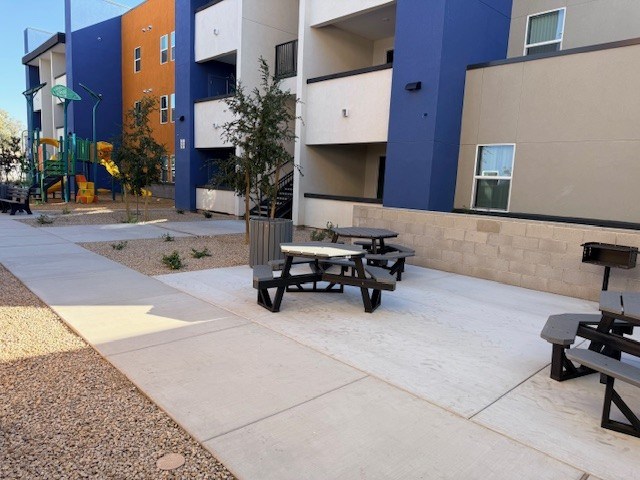 Courtyard and grounds at Revive 25 Apartments.