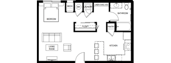 A black and white image of a floor plan for a house.
