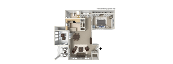 1b1b Floor Plan at Heron on the Bluffs, Savannah, GA, 31419