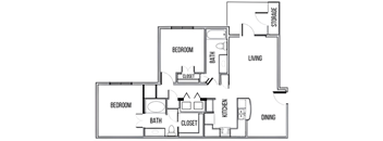 2B Floor Plan at Residences at the Landing, Kerrville, TX, 78028