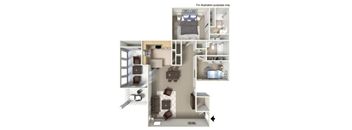 2b2b Floor Plan at Heron on the Bluffs, Savannah, GA