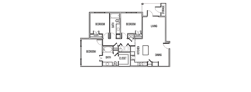 3B Floor Plan at Residences at the Landing, Texas