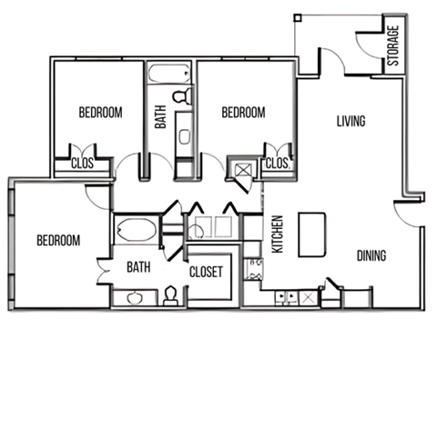 3B Floor Plan at Residences at the Landing, Texas