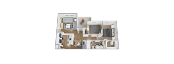B2 2 Bed Floorplan at Oxbow Hill Country, Boerne, Texas
