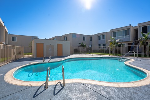 our apartments have a large swimming pool in front of our building