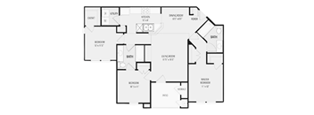 3B Floor Plan at Residences at Salado, San Antonio