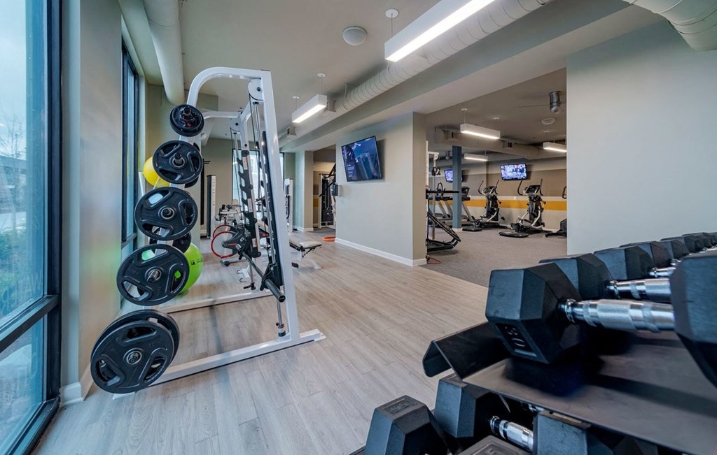 Fitness Room Gym equipment at Seleno at Bridge Street, Huntsville