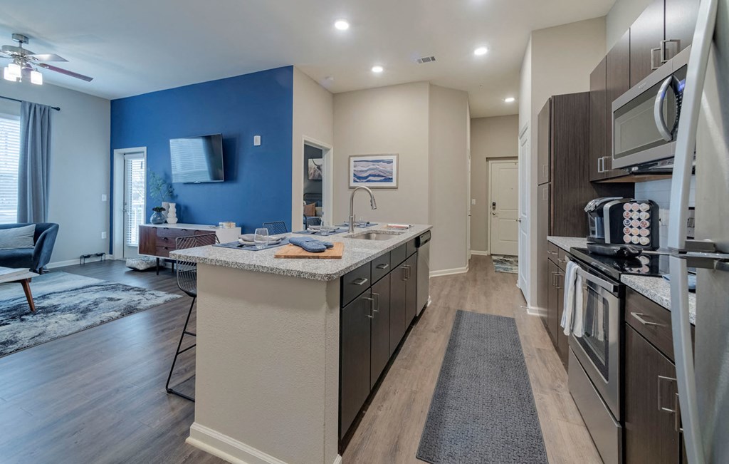 Model Kitchen Living Room at Seleno at Bridge Street, Huntsville, Alabama