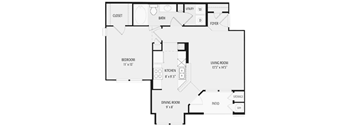1 Bedroom Floor Plan at Residences at Salado, Texas, 78219