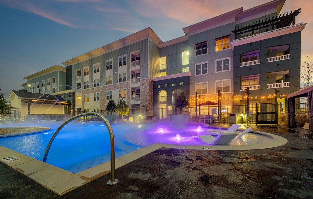 Pool at Night at Seleno at Bridge Street, Huntsville