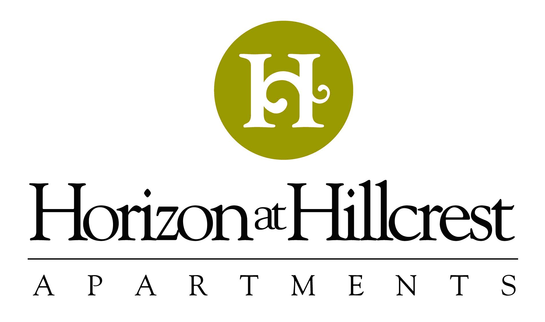 The image is a logo of a company named "Horizon at Hillcrest Apartments".