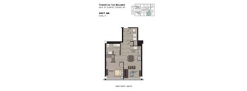 A diagram of an apartment layout for Unit GA on the 19th floor of the Tower on the Maumee in Toledo, OH.