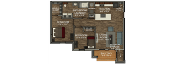 2 Bedroom Floor Plan at The 2525, Warsaw, IN, Indiana, 46580