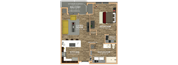 1bedroom 1bath Floor Plan at 41 North Apartments, Fort Wayne, IN, 46835
