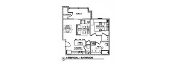1 Bedroom Floor Plan at Haven Homes Apartments, LP, Plainfield, IN