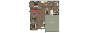 a floor plan of a house with a bedroom and a living room