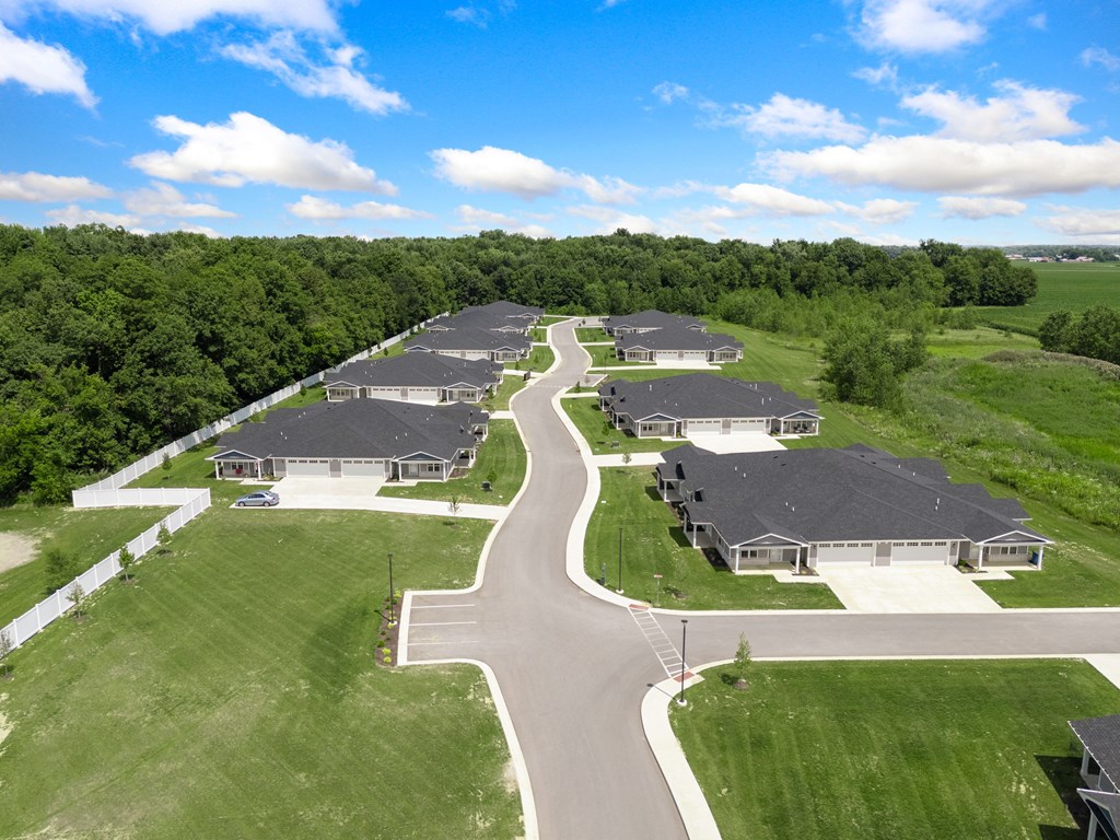 an aerial view of a neighborhood of houses at Morada at Maysville, Indiana, 46815