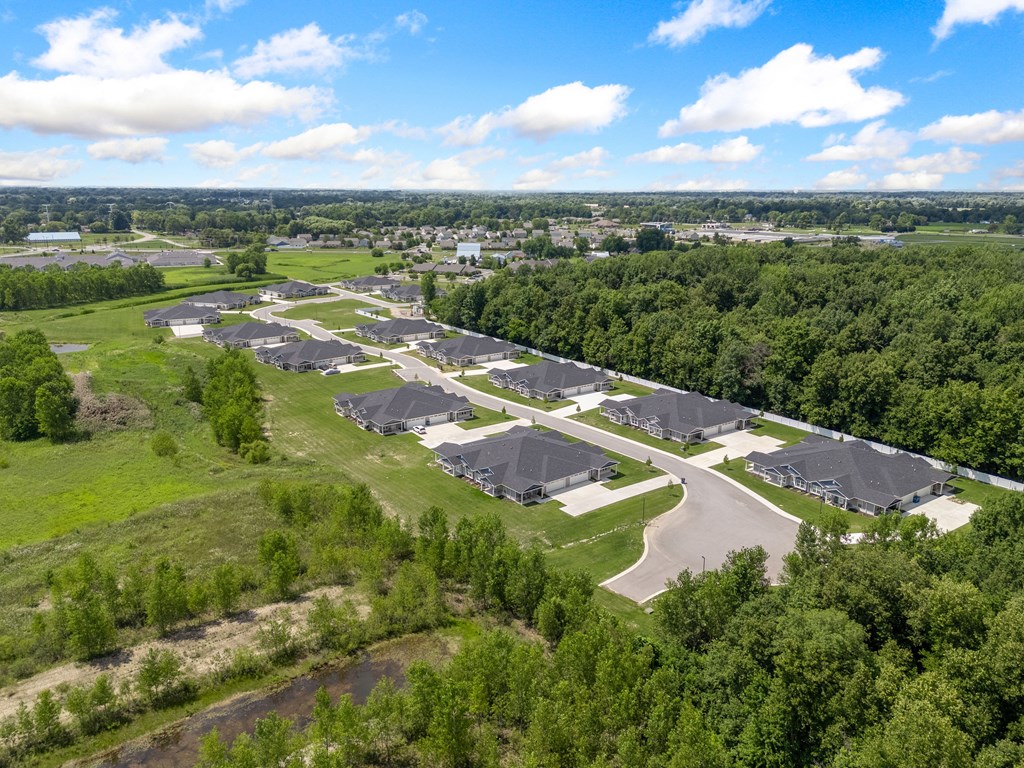 a view of a neighborhood of houses from the sky at Morada at Maysville, Fort Wayne, 46815