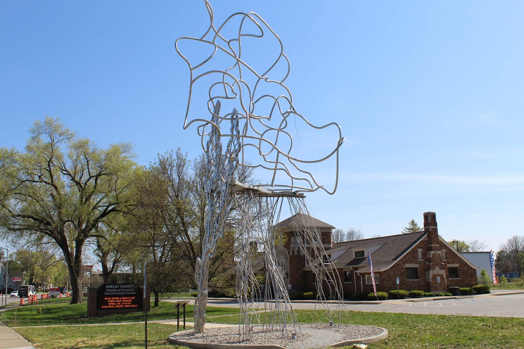 a large metal sculpture in the middle of a park  at North Harrison Senior Apts, Indiana, 46176