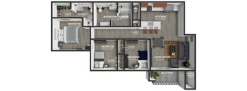 the 1122 floor plan  studio with 2 baths