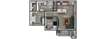 the 1121 floor plan  studio with 3 baths