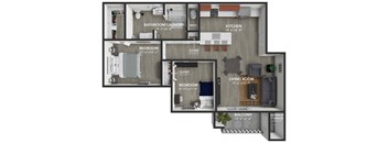 the 1122 floor plan  studio with 2 baths