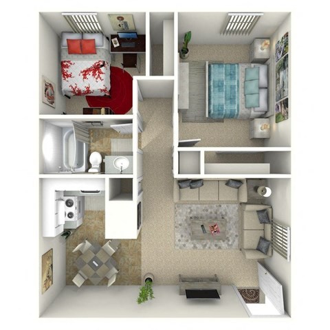 Alta Loma 2 bed 1 bath downstairs floorplan