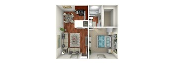 La Ventana 1 bed 1 bath upstairs floorplan