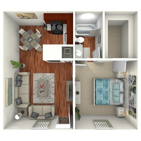 La Ventana 1 bed 1 bath upstairs floorplan