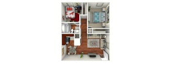La Ventana 2 bed 1 bath downstairs floorplan