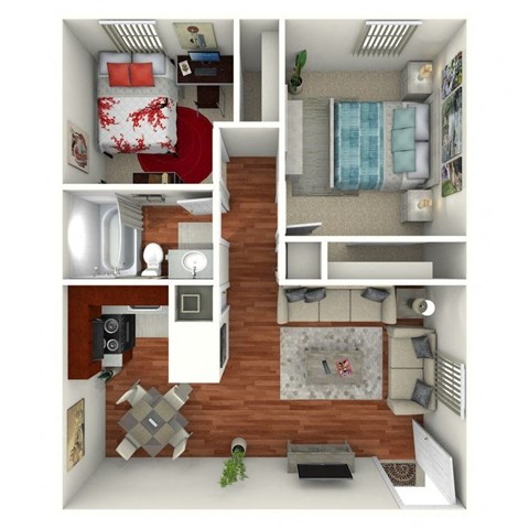 La Ventana 2 bed 1 bath upstairs floorplan