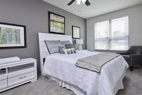 a bedroom with a bed and a closet