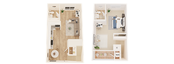 1 Bedroom, 2 Bath Townhouse