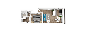 a1 floor plan  1 bedroom with 2 baths  129