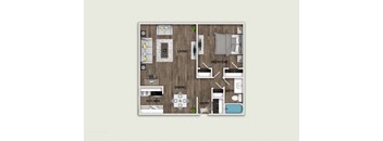 A floor plan of a house showing a living room, dining room, kitchen, and bedrooms.